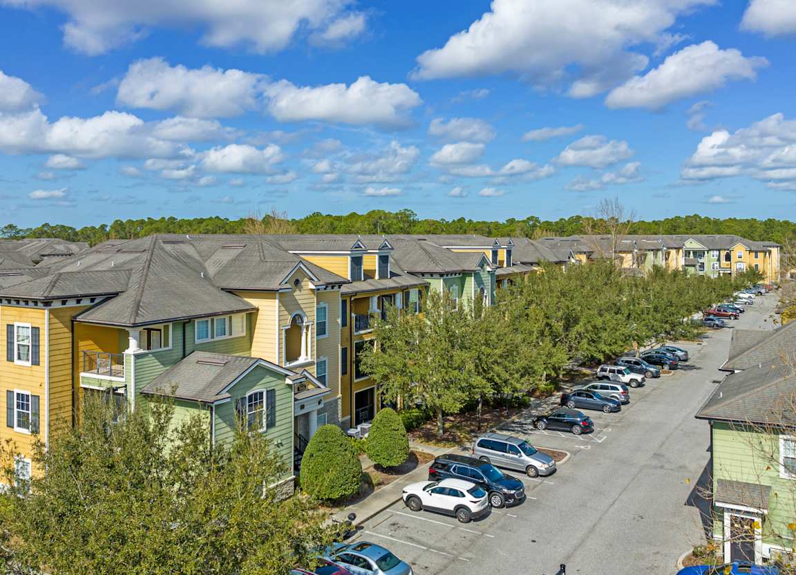 Aerial view of student housing complex